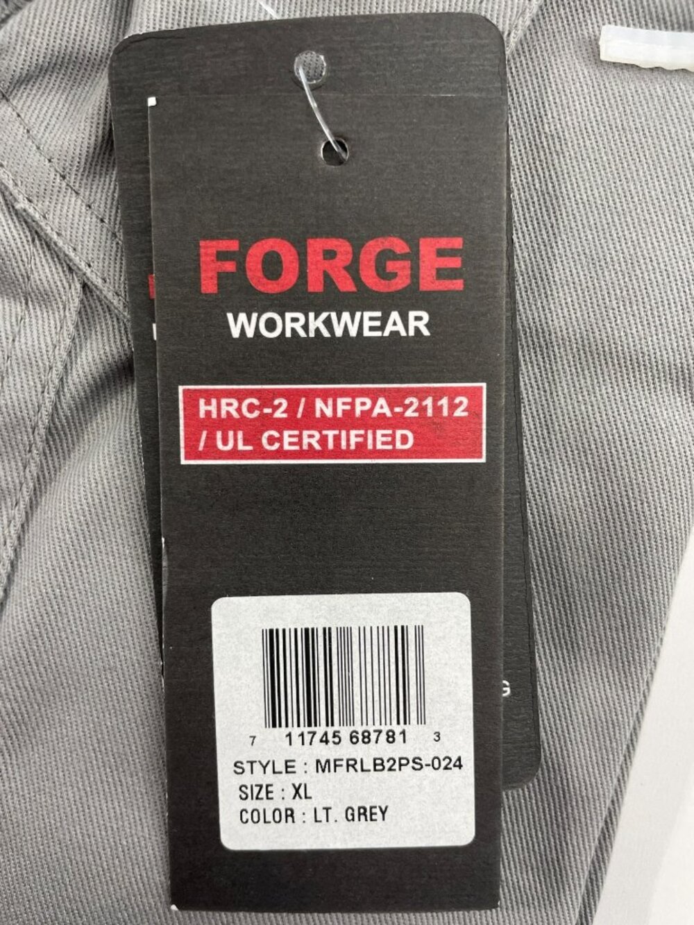 Forge Workwear FR Gray Long Sleeve Shirt HRC-2 NFPA-2112 UL Certified Sz XL - Picture 4 of 5
